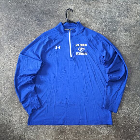 Under Armour Air Force 1/4 Zip Pullover Mens L Blue Heat Gear Loose Lightweight - Picture 1 of 8